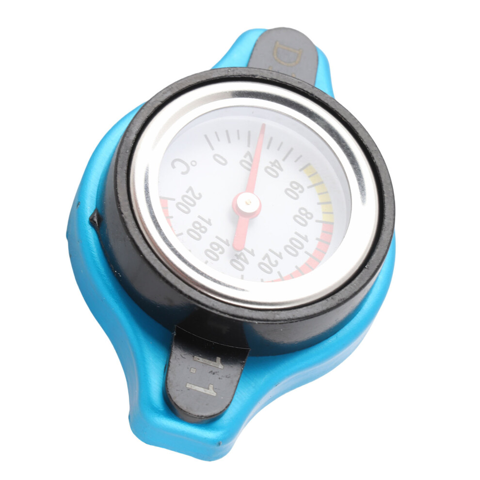 Car Small Head Thermostatic Cap With Water Temp Gauge, 1.1Bar, Blue/Black 6931393104621