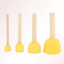 Art & Craft Foam Brushes 4pcs with Wooden Handles for Furniture Projects