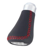 Universal 6-Speed Gear Shift Knob PU Leather Red with Hoses and Wrench