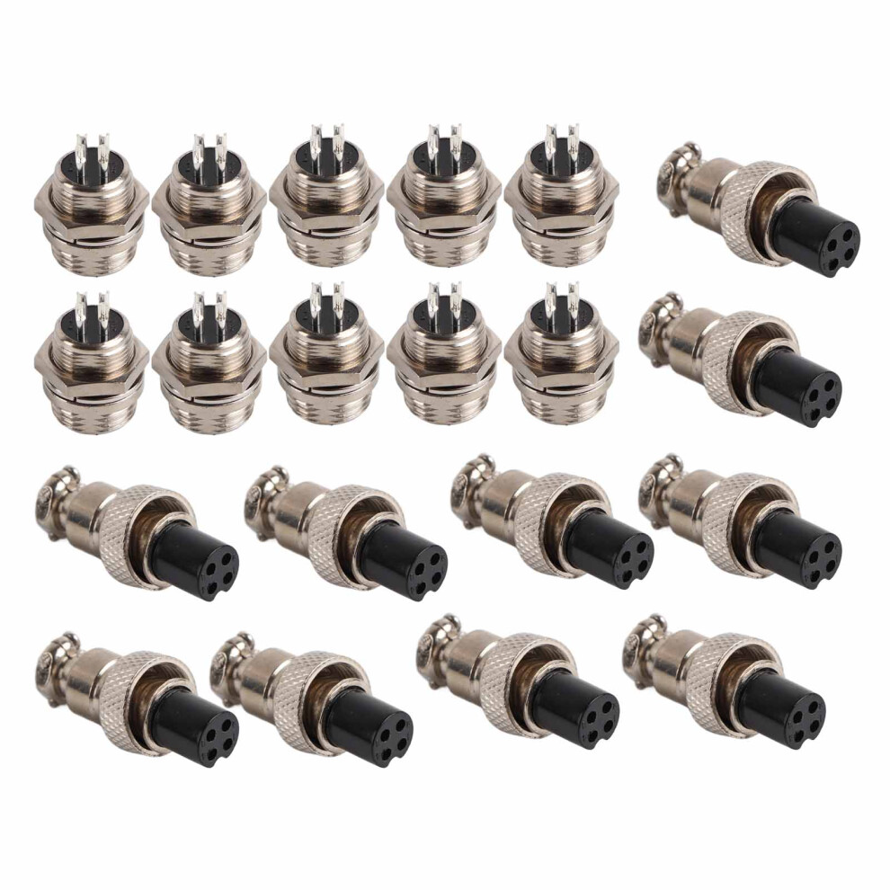 10 Set Gx12 4Pin Aviation Power Plugs 12Mm Zinc Nickel 300V 5A 8701393107568