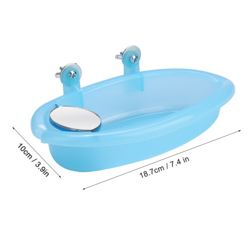 Blue Plastic Bird Bath Box for Small Parrots