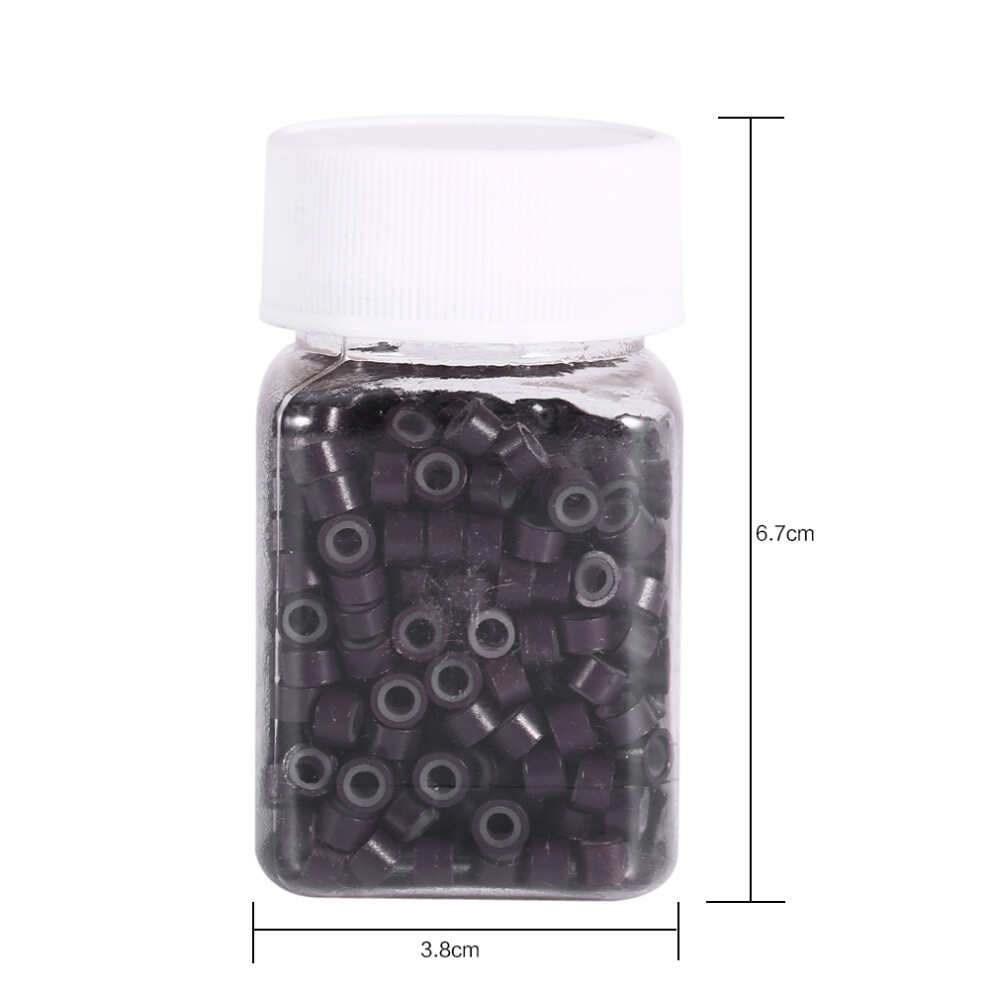 Unisex Brown 500Pcs Silicone Hair Extension Rings, Tiny Micro Beads