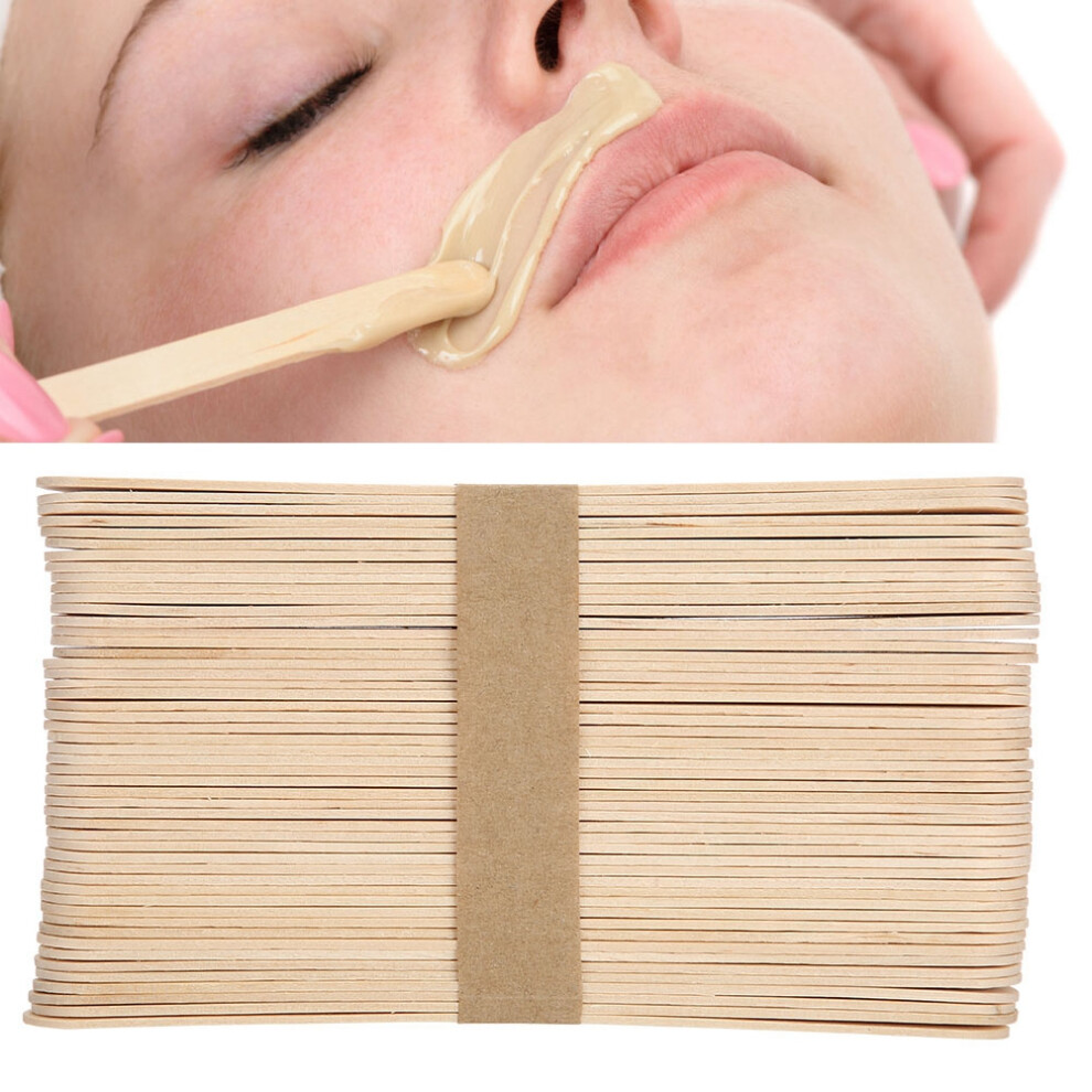 Wooden Disposable Epilation Wax & Mask Application Sticks (100 pcs, 15cm)