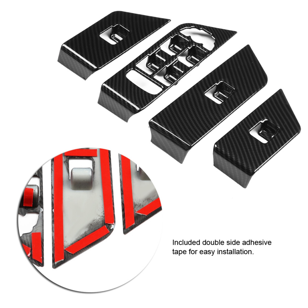4PCS Carbon Fiber Window Lift Button Cover Trim for Land Rover Range Rover Evoque 12-17