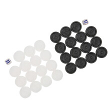 22mm Plastic Black & White Backgammon Checkers Set - 32 Pieces, Dices