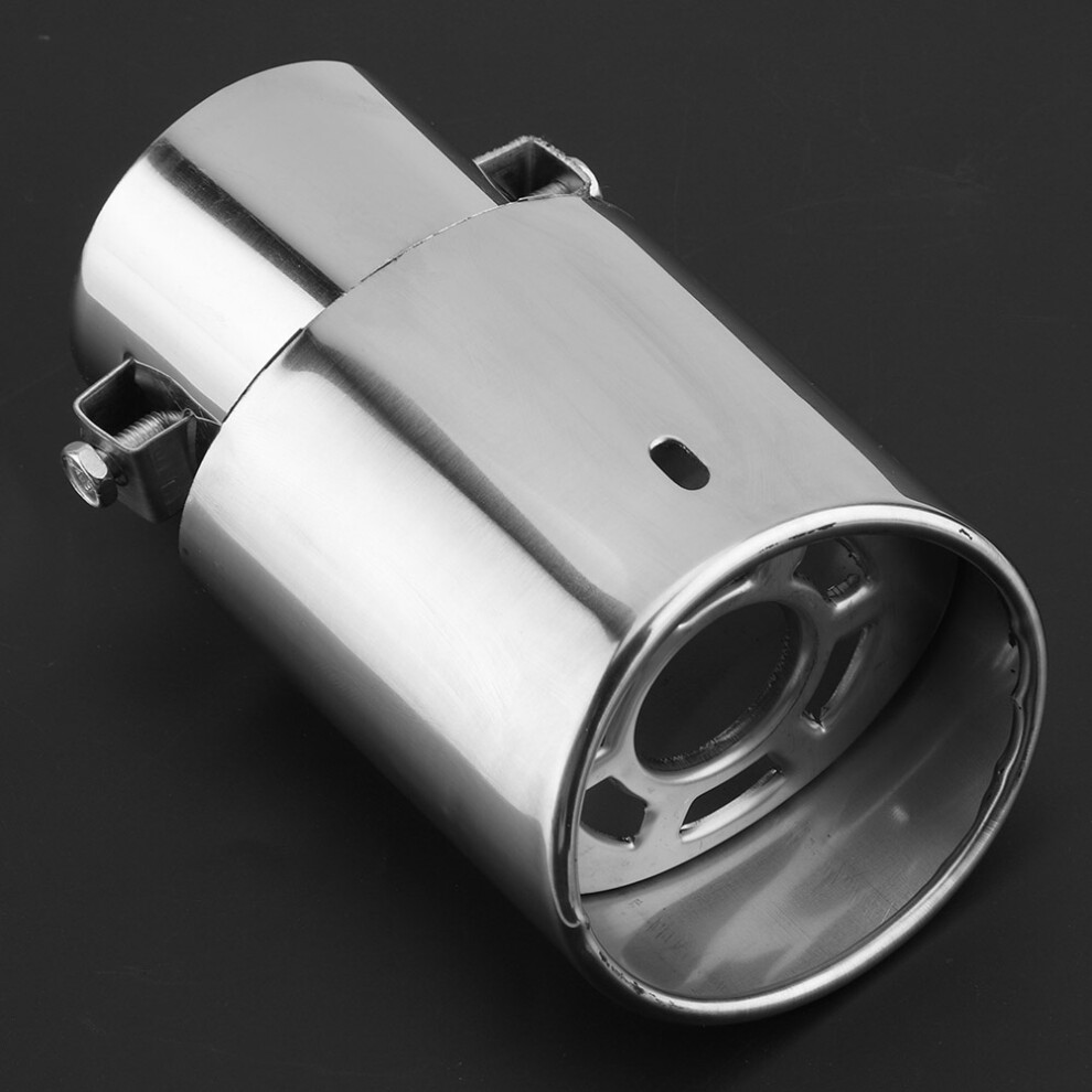 Glossy Stainless Steel Car Exhaust Pipe Tip, Fits 3.8-5.3Cm Silver 9301393189107