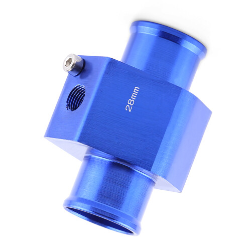 Car Water Temp Sensor Adapter 28mm Blue Metal Pipe Joint Universal Hose Fitting 1