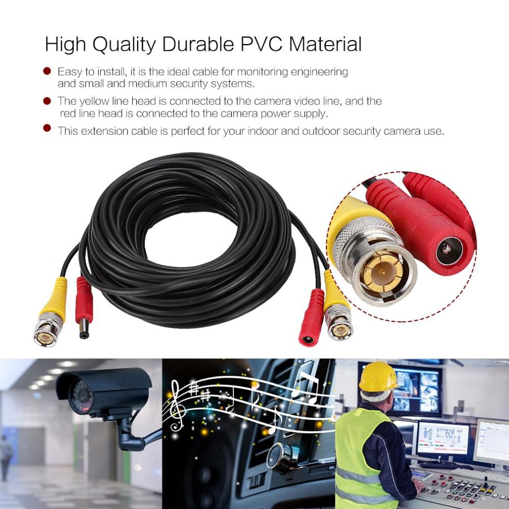 Security Camera Extension Cable 10M Black Bnc+Dc For Cctv Video Power 4061393113148