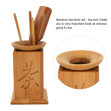 Elegant Bamboo Tea Set with 6 Accessories and Trumpet for Classic Tea Rituals