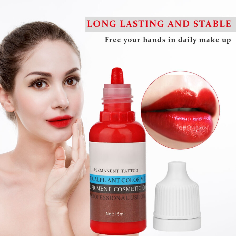 Red 15Ml Plant Pigment Eyebrow Lip Eye Tattoo Ink For Permanent Makeup