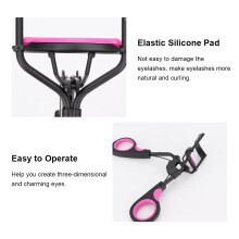Professional Wide Angle Stainless Steel Eyelash Curler with Silicone Pad