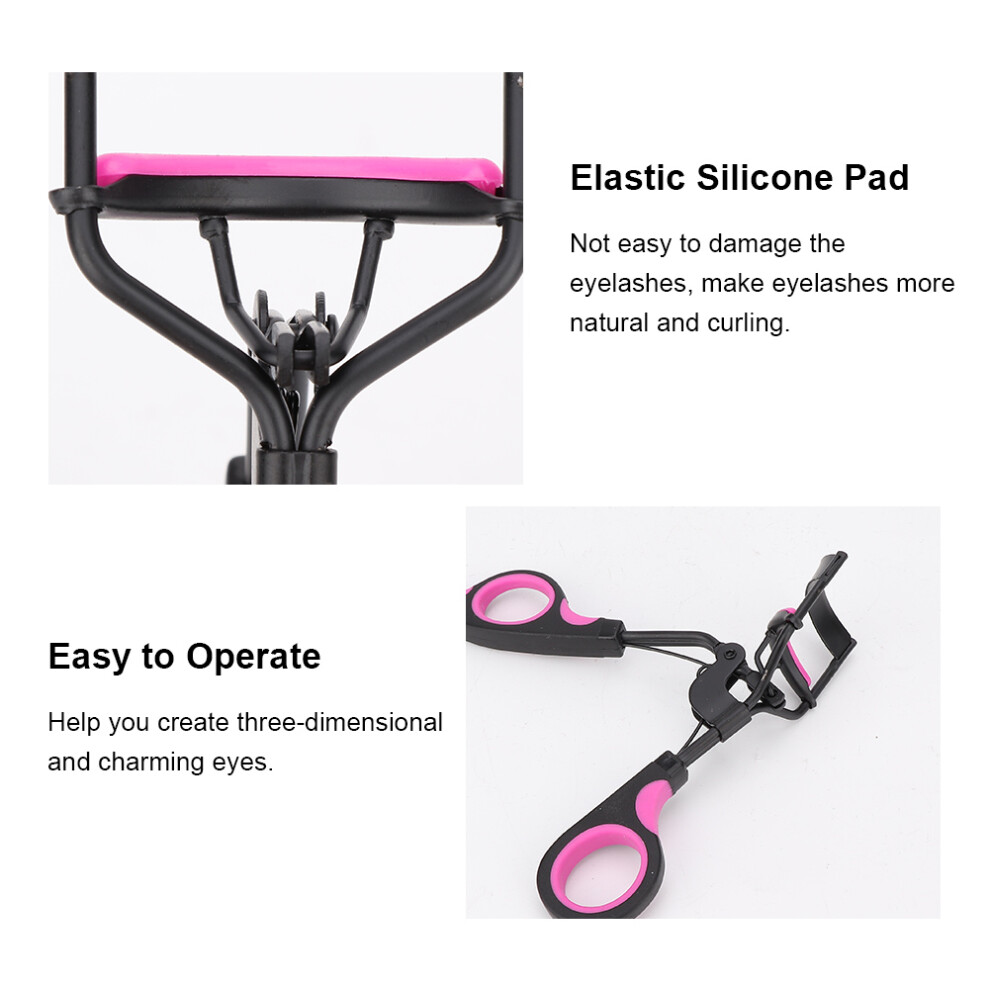 Professional Wide Angle Stainless Steel Eyelash Curler with Silicone Pad