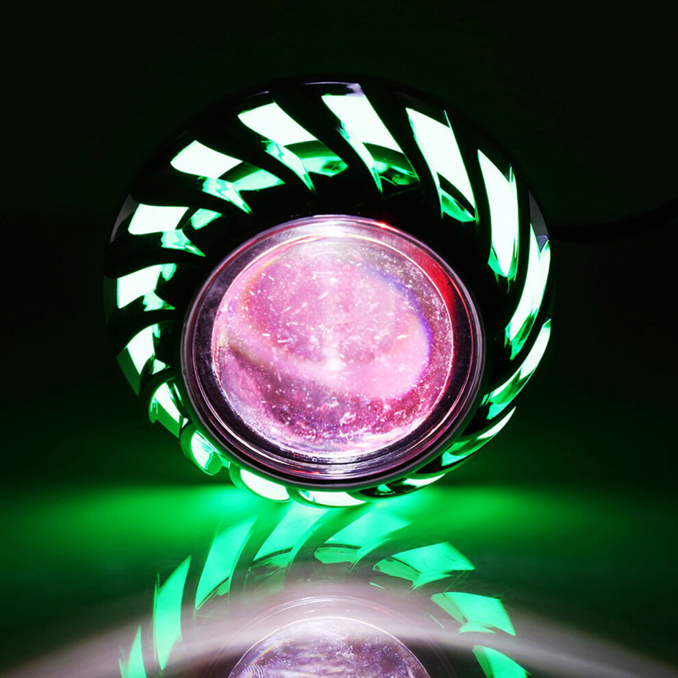 Motorcycle Led Headlight Projector Lens With Halo Angel Devil Eye 8.5Cm Green 4981393115525