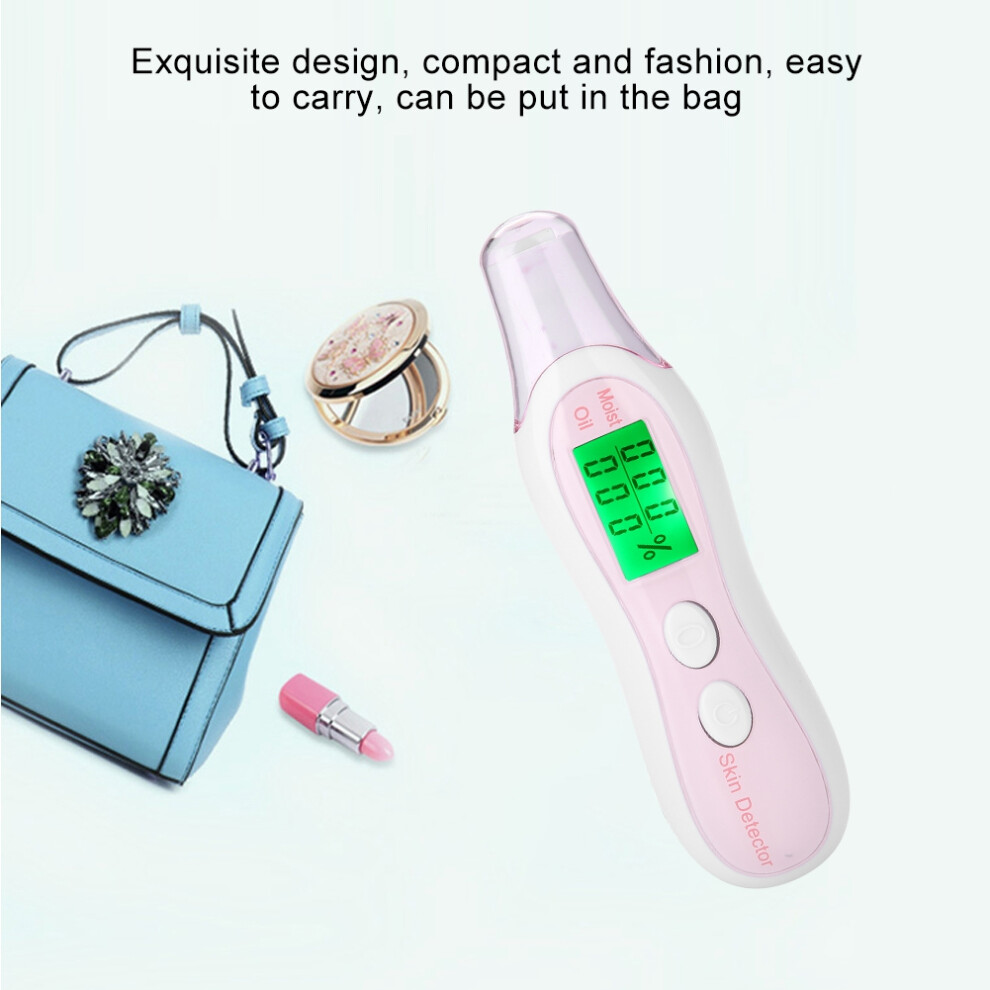 White Digital Lcd Skin Moisture & Oil Analyzer - Compact 12.8Cm