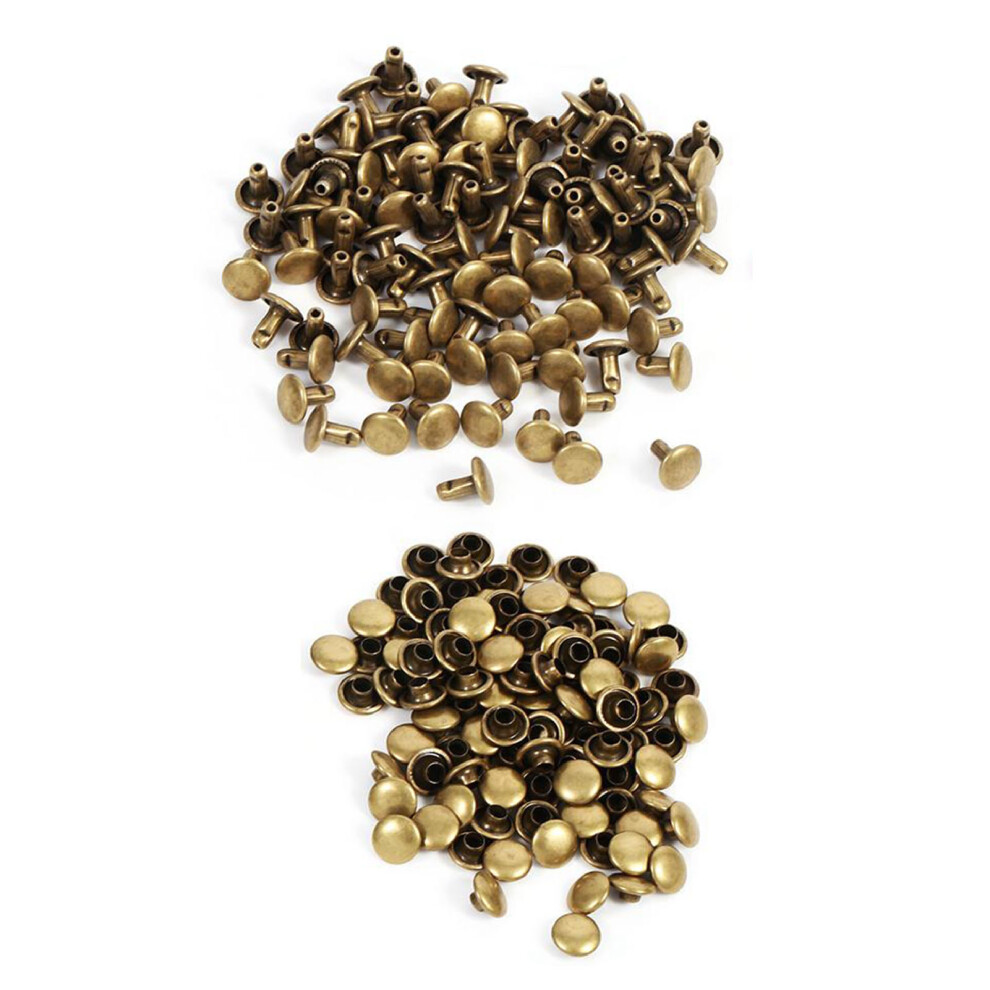 Bronze Metal Rivets For Leather Craft 8Mm Double Cap 100 Sets Repair Supplies 4901393121265