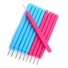 10Pcs Paper Quilling Pens Set, Plastic + Metal, 4.2 Inch, Blue & Rose Red