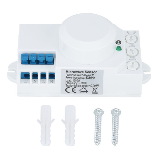 5.8GHz Microwave Motion Sensor Light Switch AC 220V-240V, 360 Detection 1