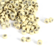 Beige Feather Hair Extension Beads Links 1000pcs SilicOne for Hair Crafting