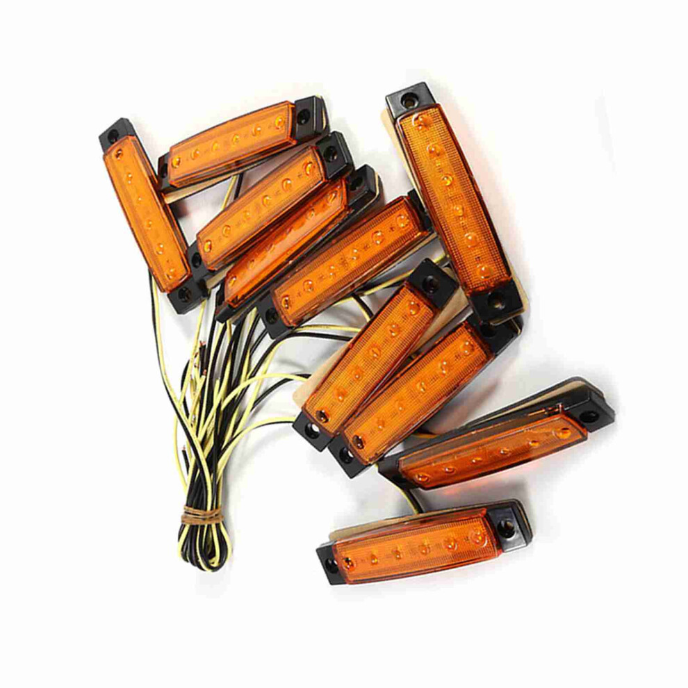 10X 6Led Side Marker Clearance Lamps For Trucks Vans Cars 9.4Cm Amber 8471393127339