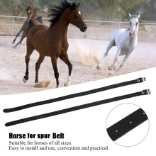 50cm Leather Spur Strap with Stainless Steel Buckle, Black