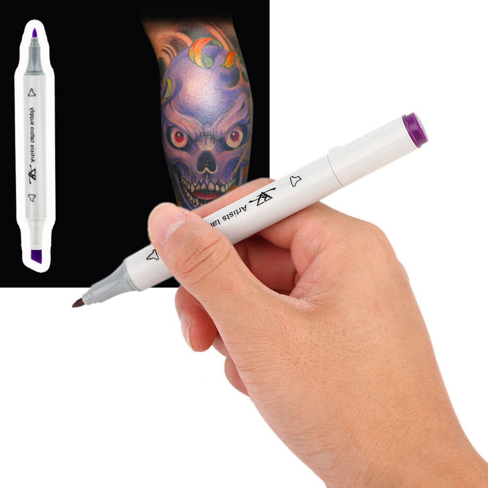 Dark/Purple Double End Skin Tattoo Marking Pen Non-Toxic, 154Mm