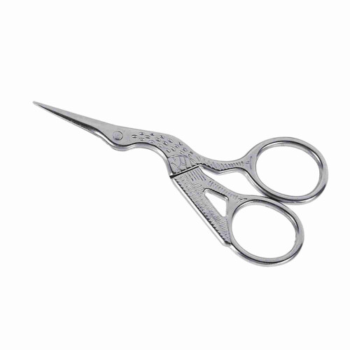 Crane Shape Cross Stitch Scissors Embroidery Tool Silver Steel 1Pc 2