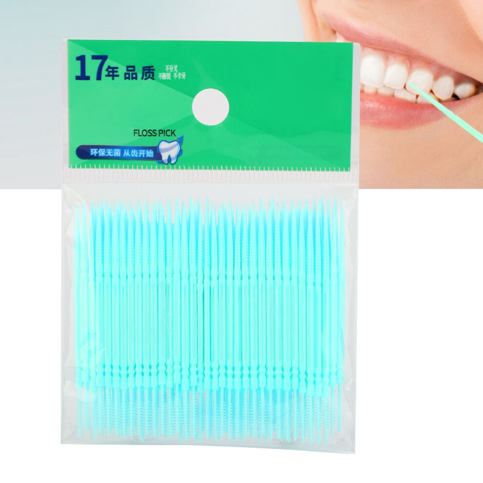 100pcs Green Double Head Teeth Cleaning Toothpicks Oral Care Floss Picks