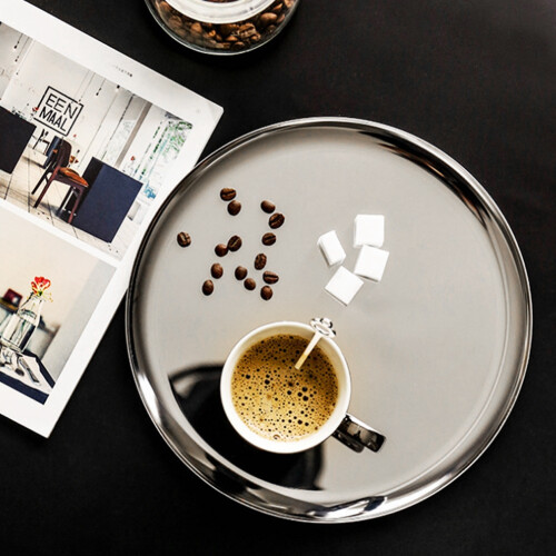 Round Fruit Serving Tray 28cm Stainless Steel