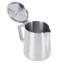 Stainless Steel 350ml Milk Frothing Jug Pitcher with Lid for Coffee & Latte Art