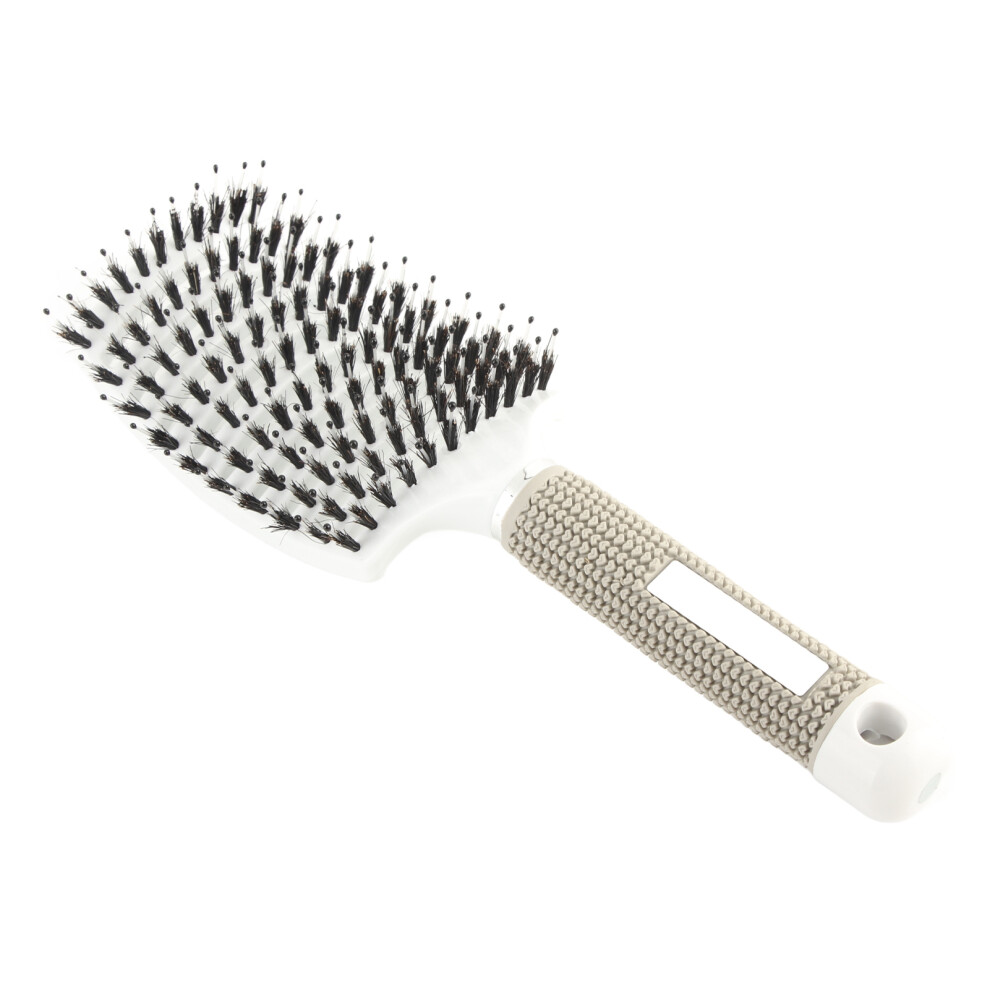 Salon Hair Comb with Massage Air Bag Bristles Nylon Detangle White