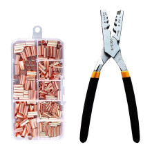 250 Stück GT Kupfer-Verbindungsrohr-Drahtverbindung Kleines Kupferrohr-Terminalkabel-Lochschnürsenkel-Ferrule-Set mit Krimpzange