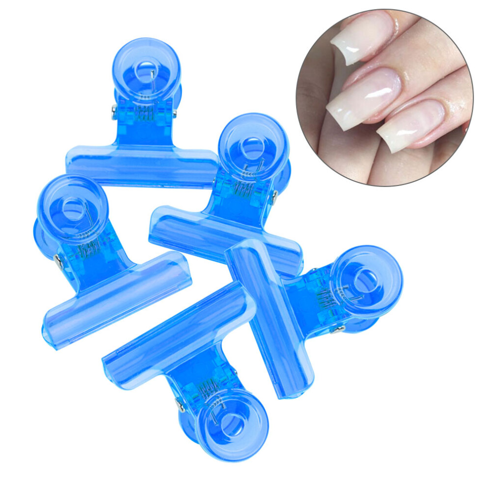 5pcs C Curve Nail Extension Clips Plastic, 31mm, Blue/Green/Orange