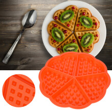 5 Cavity Silicone Waffle Pan Round Non-Stick Bakeware for Breakfast or Snacks
