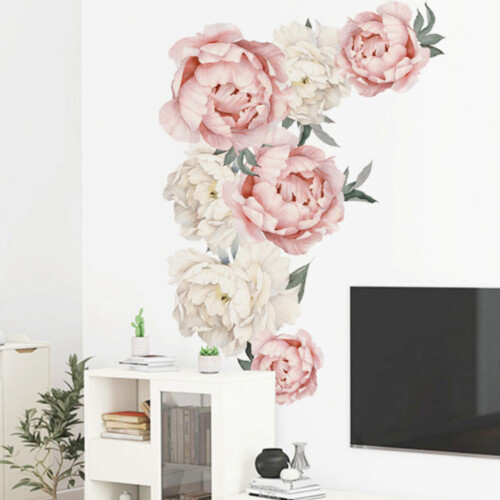 Peony Flower Pattern Wall Sticker 40x60cm Removable Bedroom Decor 2