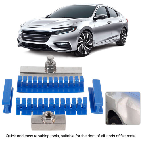 Blue Dent Puller Kit for Car Repair, Includes Stainless Steel Tools