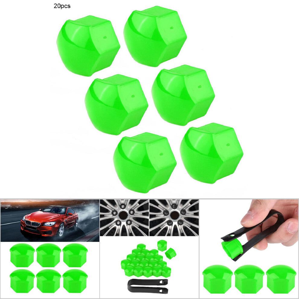 20Pcs Car Wheel Nut Caps 19Mm Auto Rim Bolt Cover Hub Protectors Green 7891393211929