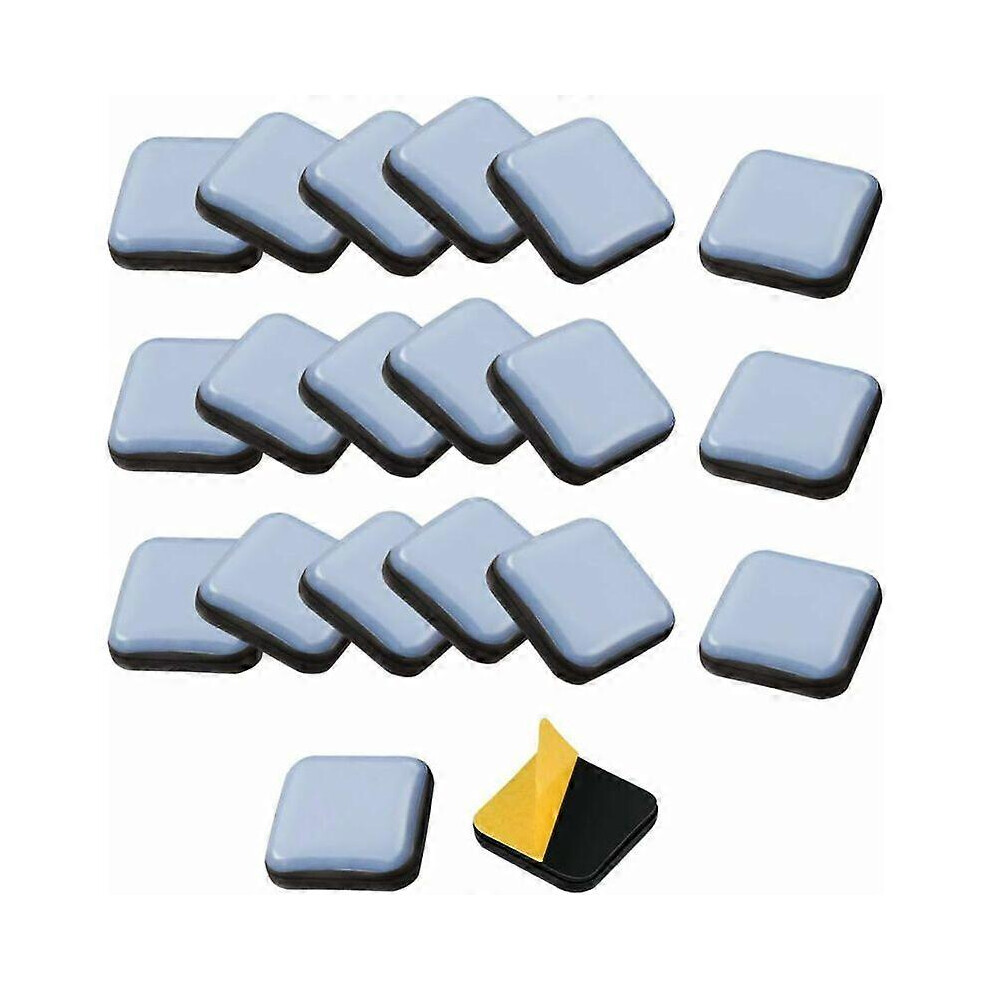 24 Pcs Self-Adhesive Furniture Glide Pads, Square Teflon Glides 2525Mm For Chair, Sofa, Desk, Table, Armchair 6935161792416