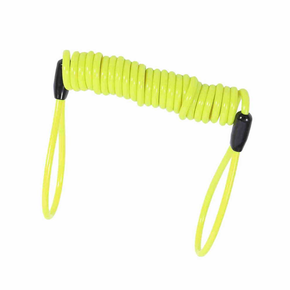 Motorcycle Disc Lock Reminder Coil Cable 1.25M Safety Lock Accessory Yellow 8081393138404