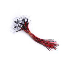 50pcs Pre-Wired DC 9-12V 3/5/10mm Water Clear LED Diodes—White, Red, Blue, Green