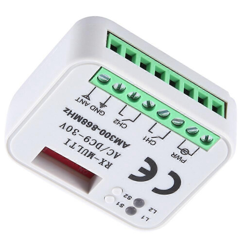 Universal Garage Door Opener Switch with Remote Control RX Multi Frequency 300-868Mhz Receiver 9-30V 2CH Relay Module 1