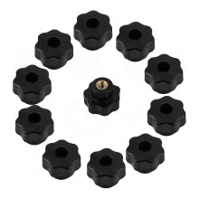 10PCS M6 Innengewindeknopfschraube Kunststoff Sternkopf-Klemmknopf Schwarz M6 x 25