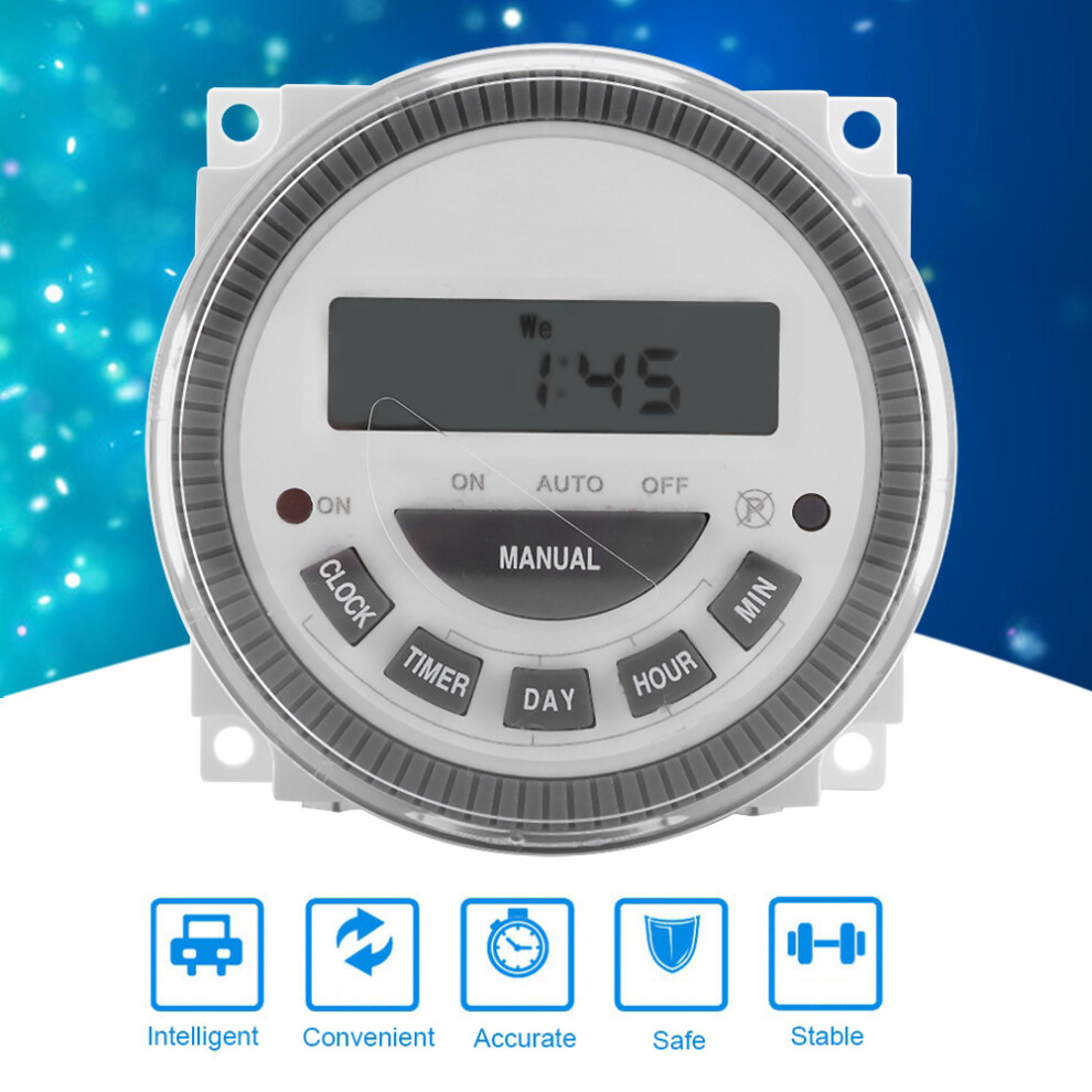 16A 7-Day Programmable Digital Timer Relay Switch 220V, Compact 8091393217269