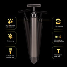 Smoky Gray Electric Face Massager for Lifting & Firming | Waterproof, Gold Plating T-Shaped Head