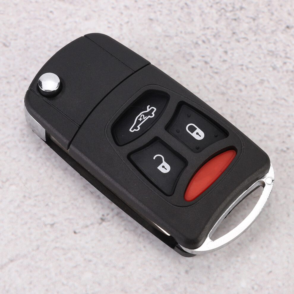 3-Panic Button Folding Remote Shell Case For Chrysler 300 2005-2007, Black 7671393219589