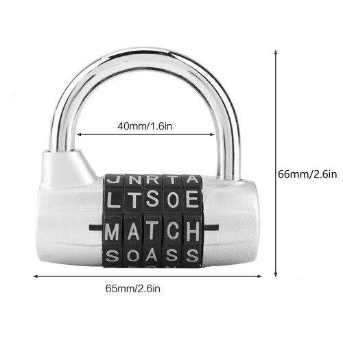 5 Dial Code Combination Lock for Suitcase, Gym, Locker – Black, Silver 1