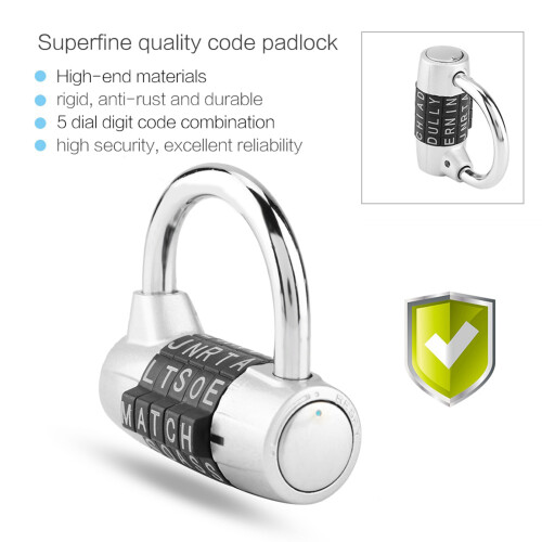 5 Dial Code Combination Lock for Suitcases & Gym Lock, 65x66x40mm 2