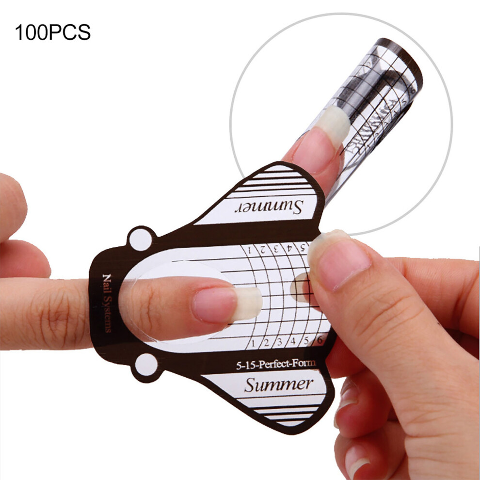 100pcs Manicure Nail Tip Forms Self-Adhesive