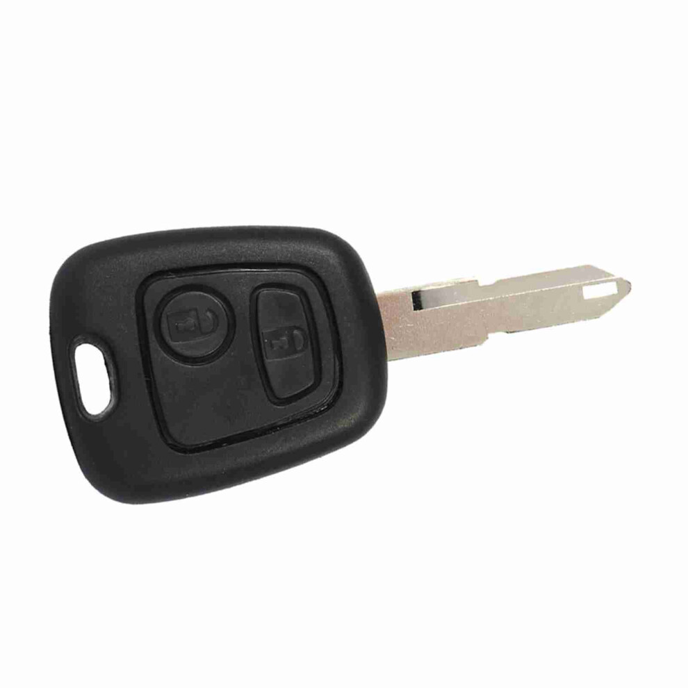 Uncut 2-Button Remote Fob Case & Blade For Peugeot 206, Durable Black 8711393146221
