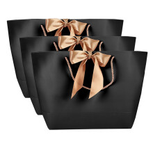 10pcs Black Paper Gift Bags Set with Gold Handles, 5 Sizes