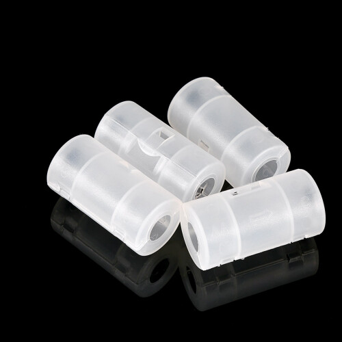 4 Pack AA to C Battery Adapter Converter Cases White | Portable & Durable